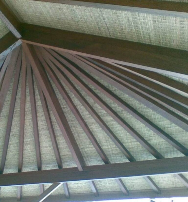 Natural Rattan Lining Under Gazebo Kit Plywood Base Rattan lining under gazebo kits plywood base