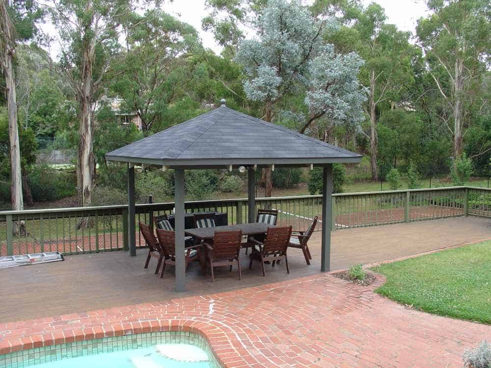 Completed permanent gazebo built using this how to build a gazebo guide
