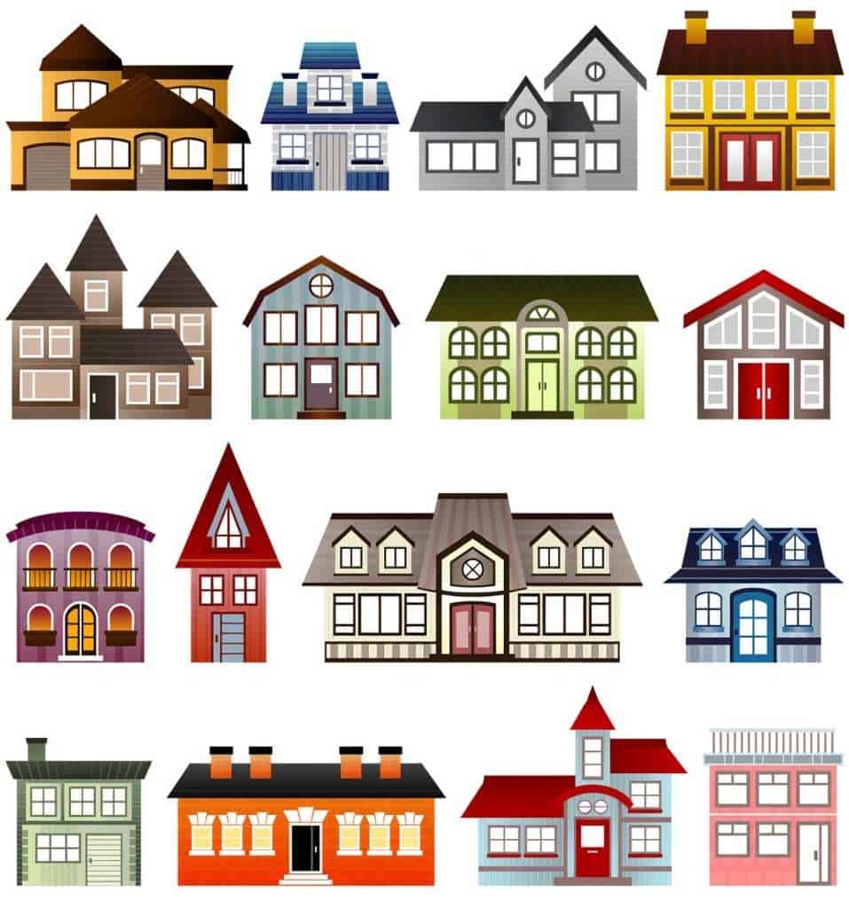 How To Build A Gazebo: Complete Step-By-Step Diy Guide (Australia) 5 Colourful vector illustration showing many different roof types and roof styles for gazebos and houses including gable, hip, steeple, dutch gable and curved designs